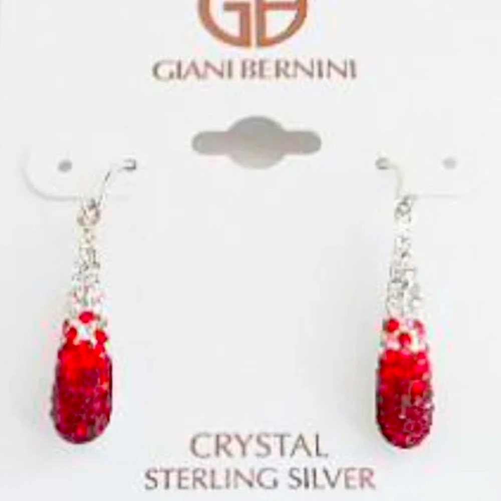 Giani Bernini Red Crystal Sterling Silver Earrings